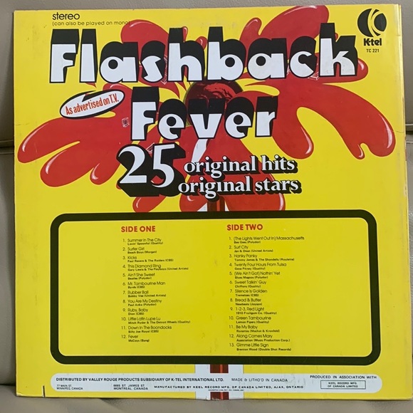 K-Tel Presents Flashback Fever 25 original hits 1975 Vinyl Record - Picture 2 of 2